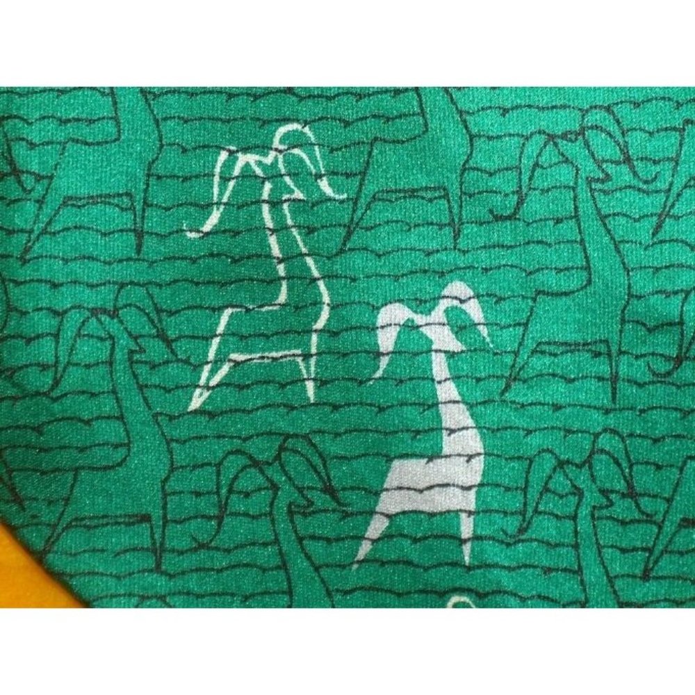 1940s 1950s ~ VINTAGE ~ GREEN SILK DRESS SHIRT TIE ~ DEER GAZELLE ANTELOPE ~ 50"